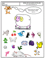 okul öncesi renkler çalışma sayfaları; verilen resimle aynı renkte olan resimleri işaretle